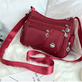 Multi-Pocket Zip Fastening Adjustable Shoulder Strap Casual Crossbody Bag