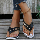 Summer Metal Buckle Celebrity Beach Slippers for Women