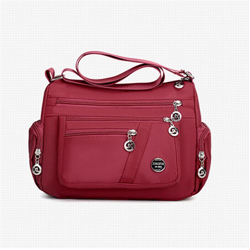 Multi-Pocket Zip Fastening Adjustable Shoulder Strap Casual Crossbody Bag