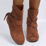 Fashion Non-Slip Faux Suede Flat Heels Ankle Boots for Women