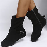 Fashion Non-Slip Faux Suede Flat Heels Ankle Boots for Women