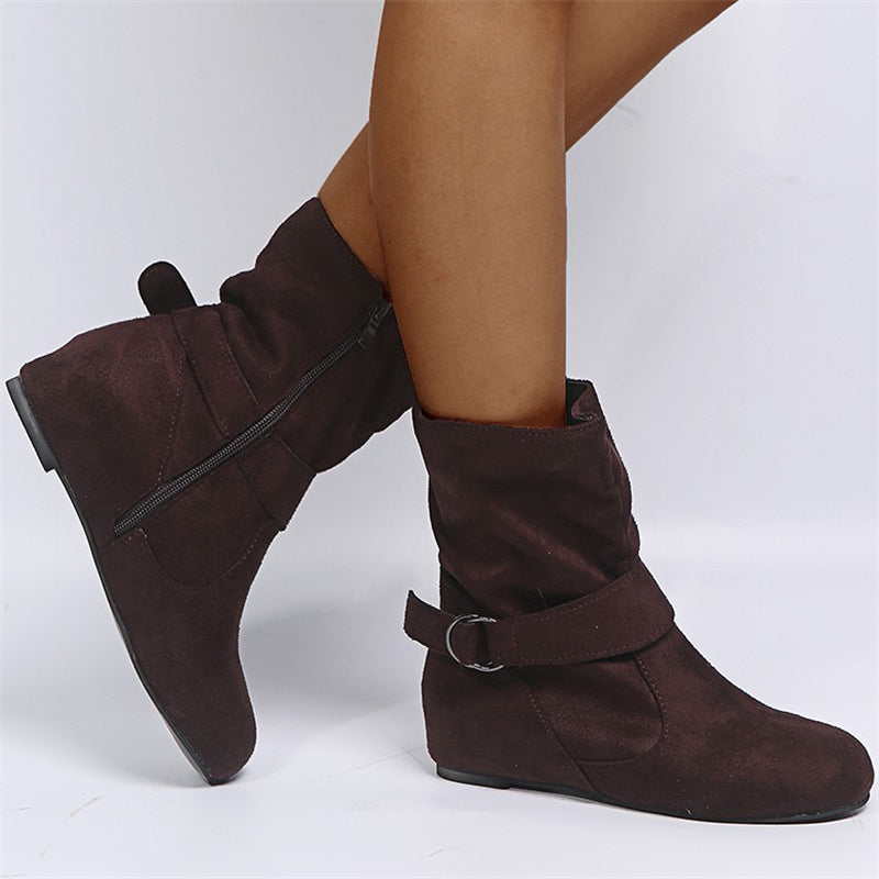 Fashion Non-Slip Faux Suede Flat Heels Ankle Boots for Women