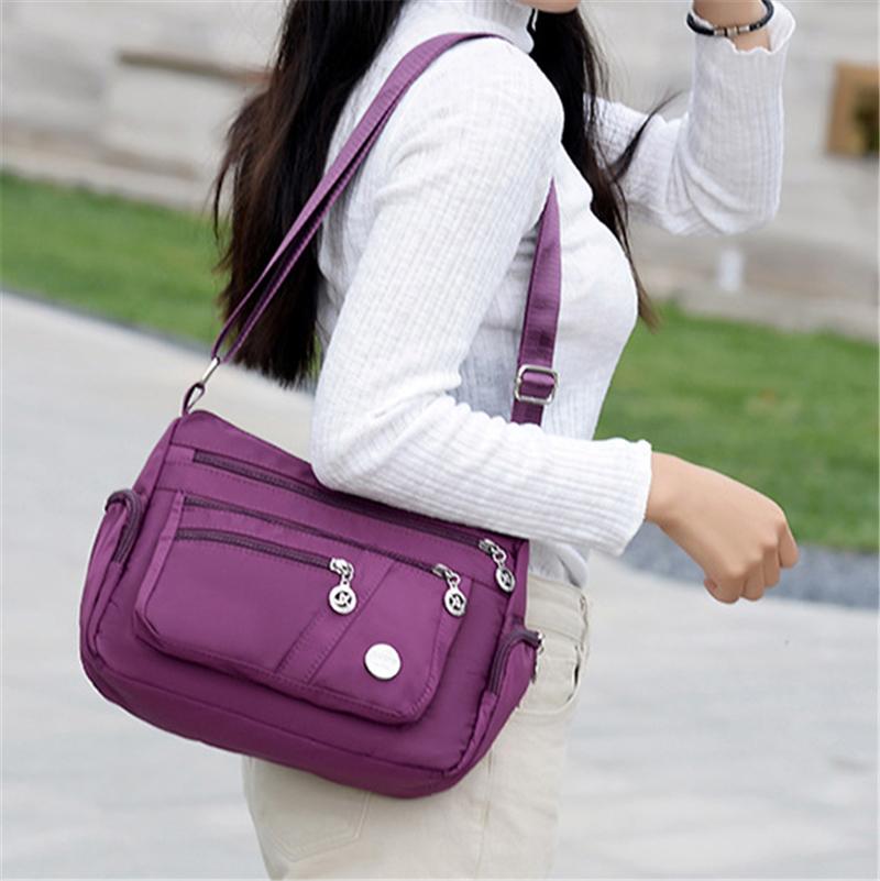 Multi-Pocket Zip Fastening Adjustable Shoulder Strap Casual Crossbody Bag