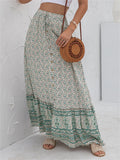 High Waist Casual Printed Split Long Skirts