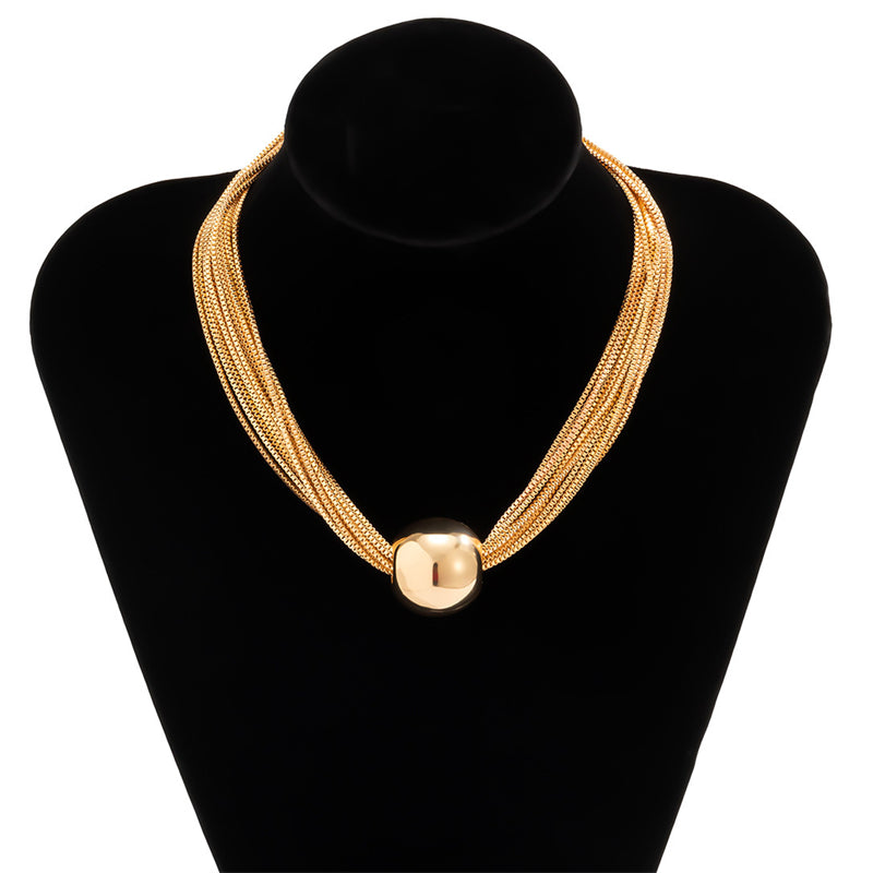 Classy Big Ball Multi-layer Choker Collarbone Chain Necklaces