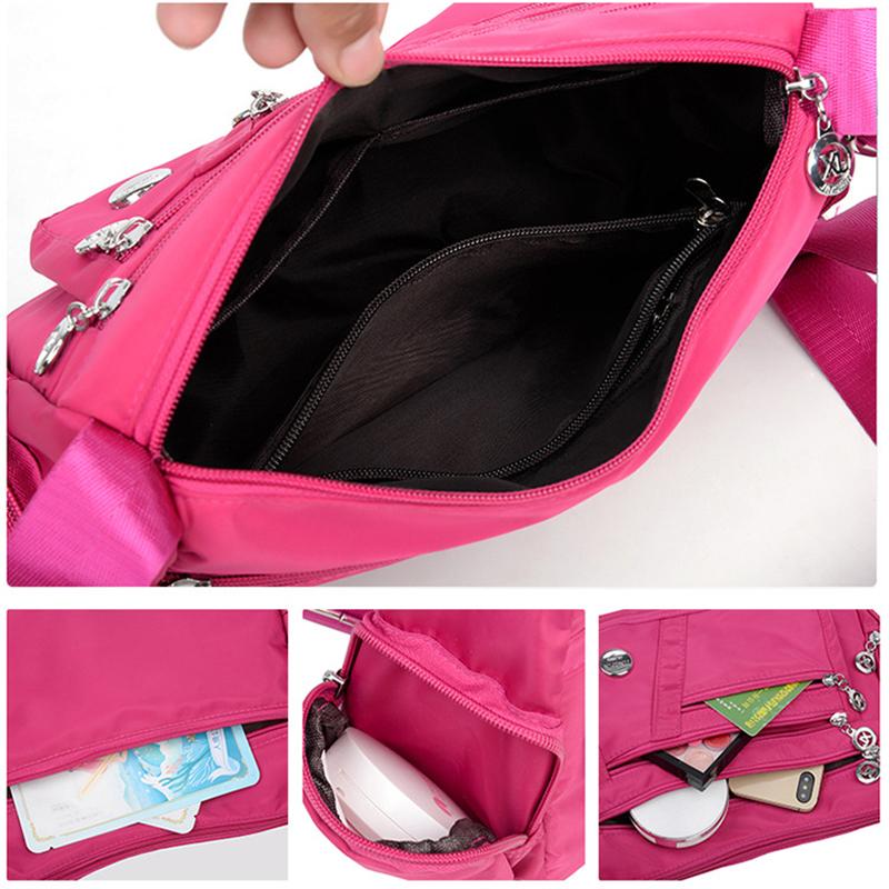Multi-Pocket Zip Fastening Adjustable Shoulder Strap Casual Crossbody Bag