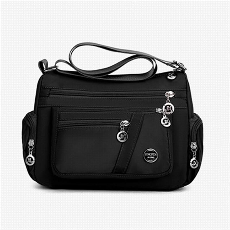 Multi-Pocket Zip Fastening Adjustable Shoulder Strap Casual Crossbody Bag