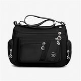 Multi-Pocket Zip Fastening Adjustable Shoulder Strap Casual Crossbody Bag