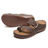 Female Casual Ankle Strap Flip Flops Wedge Slippers