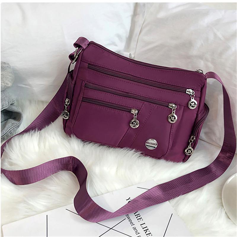 Multi-Pocket Zip Fastening Adjustable Shoulder Strap Casual Crossbody Bag