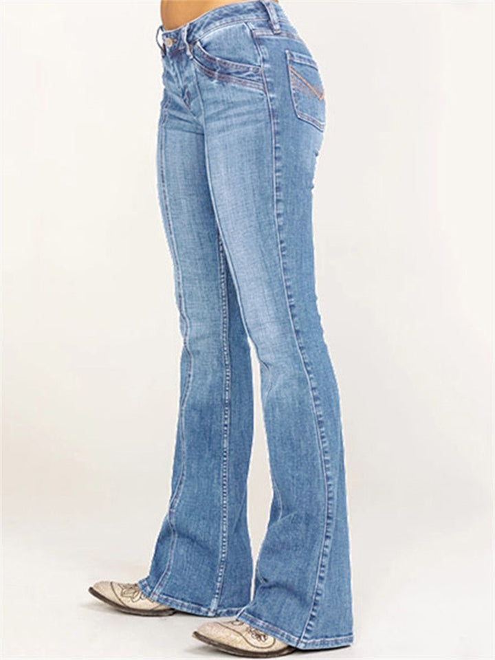 Vogue Slimming Skinny Washed Women's Flared Denim Pants