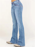 Vogue Slimming Skinny Washed Women's Flared Denim Pants