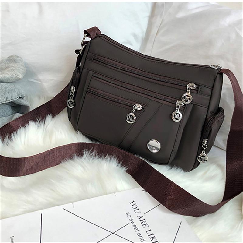 Multi-Pocket Zip Fastening Adjustable Shoulder Strap Casual Crossbody Bag