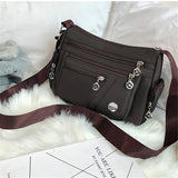 Multi-Pocket Zip Fastening Adjustable Shoulder Strap Casual Crossbody Bag