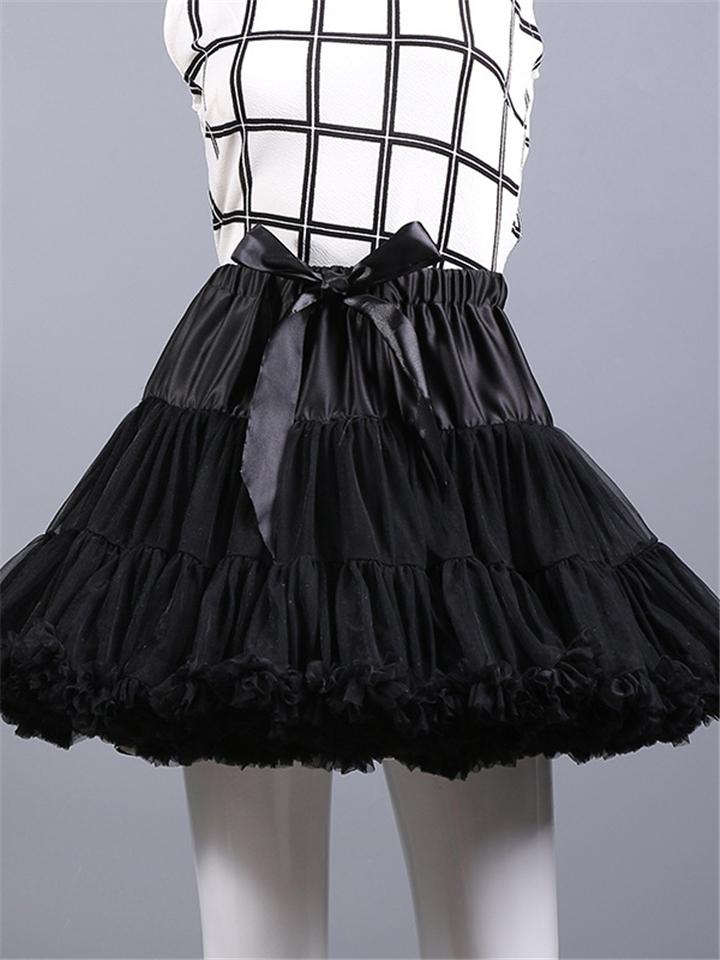 Pretty Ballet Elastic Waistband Tulle Mini Flared Tutu Skirt