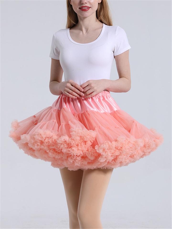 Pretty Ballet Elastic Waistband Tulle Mini Flared Tutu Skirt