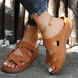 Summer Hollow Out Velcro Wedge Heel Casual Slippers for Women