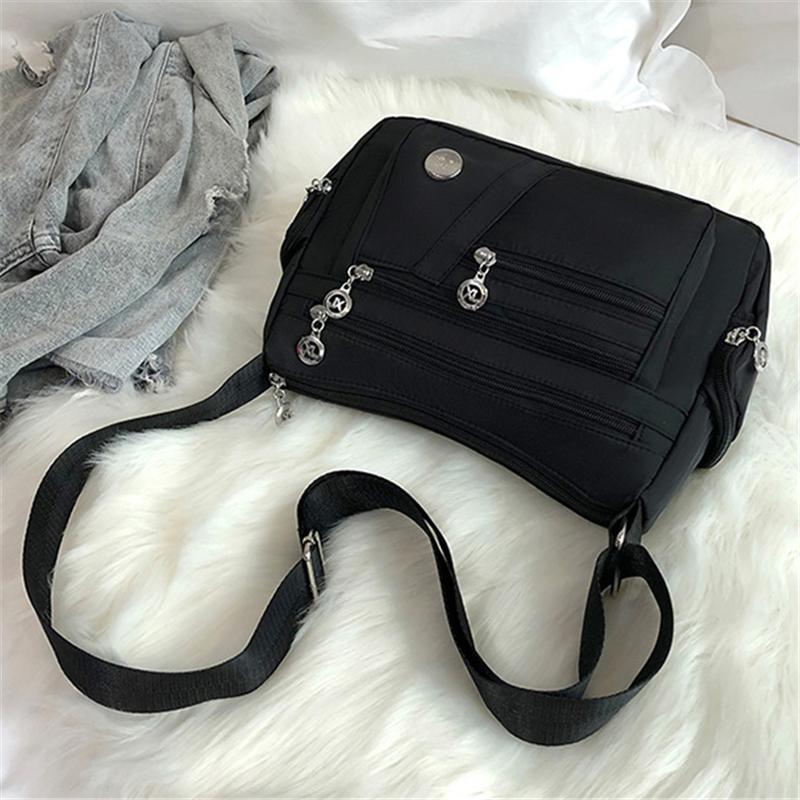 Multi-Pocket Zip Fastening Adjustable Shoulder Strap Casual Crossbody Bag