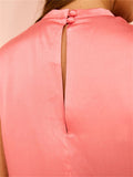 Women's Pink Side Split Sundress with Coconut Tree Letter Print
