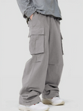 Men's Casual Streetwear Mid-Waist Loose Fit Multi-Pocket Cargo Trousers