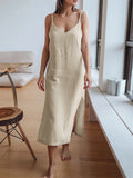 Casual Simple Women's Hem Split Sleeveless Cami Dresses