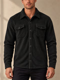 Men Fleece Shirt Jacket Button Down Chest Pockets Casual Shacket