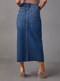 Ladies Spring Summer Front Split Denim Skirts