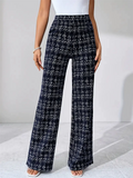 Women's High Waist Plaid Wide Leg Pants Casual Office Work Daily Wear