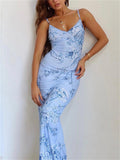Female Sexy Slim Fit Floral Maxi Slip Dresses