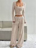 Women's Stylish Comfy Slim Fit Striped Matching Set
