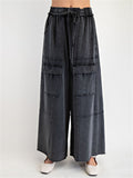 Women's High Waist Casual Pockets Cargo Wide Leg Pants