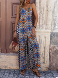 Women's Ethnic Style Print Strap Wide Leg Jumpsuits
