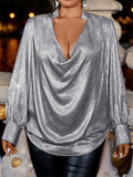 Ladies' Sexy Solid Color Deep V Neck Bling Blouses