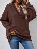 Women's Autumn Solid Color Long-sleeved Kangaroo Pocket Hoodies