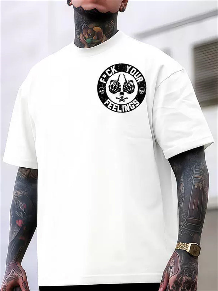 Men's Stylish Letters Skeleton Graphic Streetwear T-Shirts