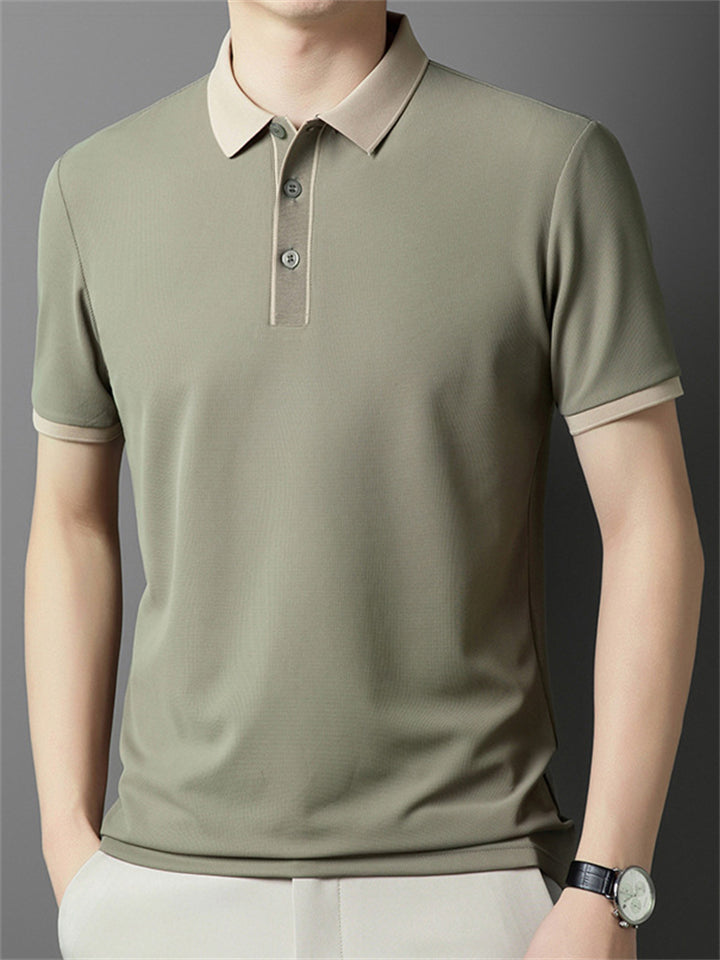 Men's Simple Contrast Color Short Sleeve Polo T-Shirts