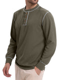 Men's Contrast Trim Long Sleeve Collarless Shirts
