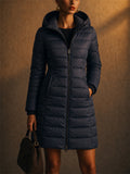 Women Detachable Hooded Slim Fit Mid Length Quilted Puffer Coat