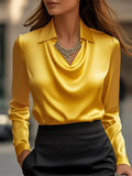 Women's Solid Color Simple Lapel Long Sleeve Blouses