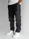 Men's Black Multi Pockets Patchwork Loose Cargo Pants