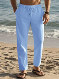 Men's Solid Color Holiday Style Casual Drawstring Beach Trousers