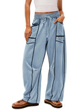 Women's Loose Casual Wide Leg Drawstring Pockets Pants