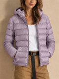 Women Hooded Puffer Jacket Zip Up Lightweight Outerwear