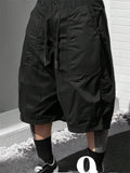 Men's Wide Leg Techwear Baggy Mid-Waist Streetwear Cargo Shorts