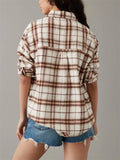 Women's Casual Long Sleeve Button Plaid Blouses