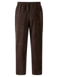 Men's Trendy Loose Fit Textured Striped Pleated Trousers with Big Pockets