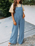 Cute Square Neck Loose Large Pocket Jumpsuit for Women