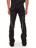 Men's Streetwear Cargo Stacked Jeans with Chains