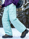 Men's Drawstring Winter Warm Fleece Lined Quilted Outdoor Pants