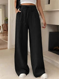 Women's Summer Solid Color Wide Leg Drape Drawstring Pants